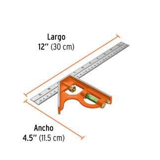 Escuadra 12' de combinación con punzón para marcar, Truper TRUP-14380