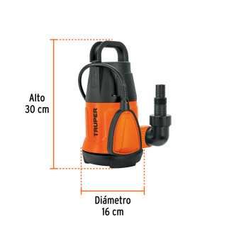 Bomba sumergible plastica para agua limpia 1/2 HP, Truper TRUP-12601