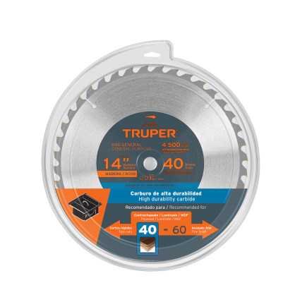 Disco sierra p/madera 14', 40 dientes, centro 1' 18322