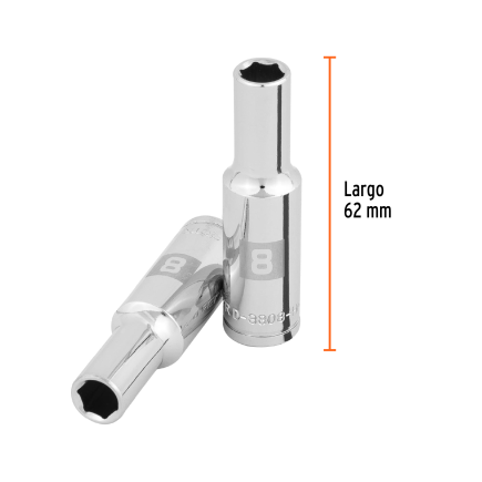 Dado Largo De 8 Mm, 6 Puntas, Cuadro 3/8', Truper