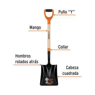 Pala cuadrada puño "Y", modelo T-2000, 40 3/4"