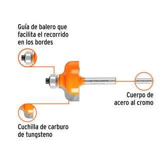 Broca para router, pecho paloma, 1-3/8' con balero TRUPER TRUP-11480