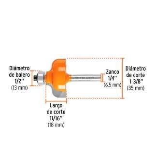 Broca para router, pecho paloma, 1-3/8' con balero TRUPER TRUP-11480