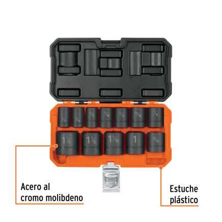 Juego De 12 Dados Cuadro 1/2' De Impacto 6 Puntas Std