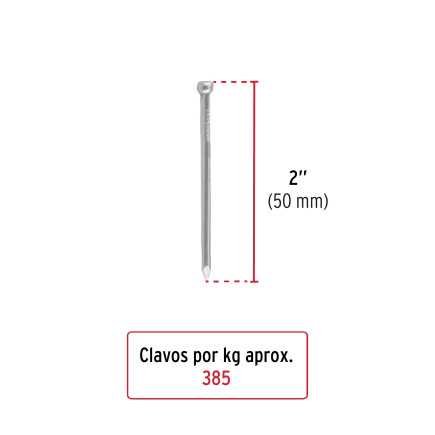 Bolsa Con 1 Kg De Clavo Standard 2" Sin Cabeza, Fiero Trup-4449
