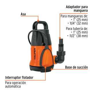 Bomba sumergible plástica para agua limpia 3/4 HP, Truper 12600