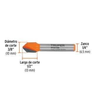 Broca para router, corte en 'V', 3/8' TRUPER TRUP-11465