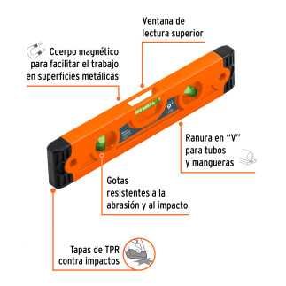 Nivel torpedo de 9" magnético cuerpo de ABS, Truper 11223