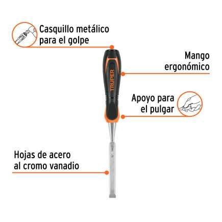Formón 12' Mango Comfort Grip, Truper TRUP-14621