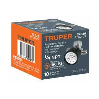 Regulador de aire con manómetro, cuerda 1/4 NPT, Truper TRUP-19239