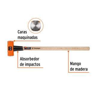 Marro octagonal 10 lb, mango de madera 36 Truper 16512