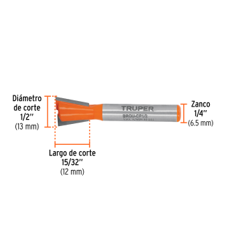 Broca para router, cola de pato, 1/2' TRUPER TRUP-11475