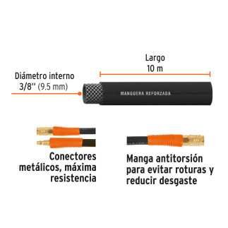 Manguera para alta presión, 10 mts, 3/8' 19016
