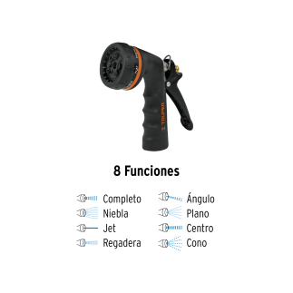 Combo manguera MAN-20X1/2X y pistola de riego PR-208, Truper