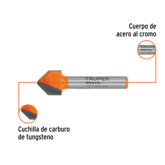 Broca para router, corte en 'V', 1/2' TRUPER TRUP-11466