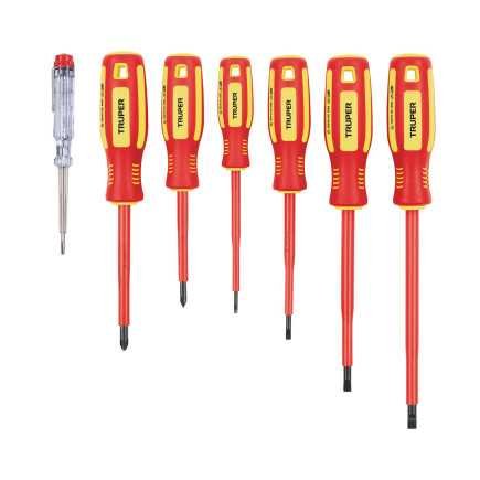 Juego 6 Desarmadores Dieléctricos Y 1 Probador De Corriente Truper 14196