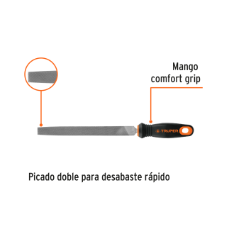 Lima Plana Bastarda 8' Con Mango Doble Inyección Truper