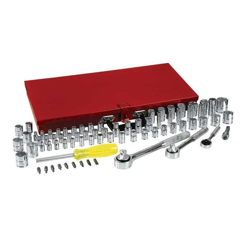 Juego de dados y accesorios cuadro de 1/4" 3/8" y 1/2" combinado 76 piezas Urrea 475254