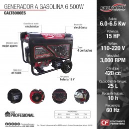 Generador 6,500 W 15 HP California Machinery Calt8000Es CALT8000ES CALIFORNIA CONSTRUCTION