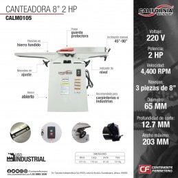 Canteadora para Madera 8" 2 Hp 220 V California CALM0105 CALM0105 CALIFORNIA MACHINERY