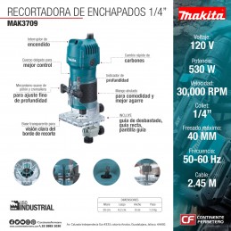 Fresadora Makita 1/4 530 W - 3709
