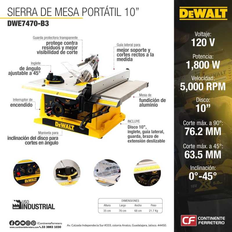 Sierra De Mesa Portatil 10 Dewalt DWE7470 B3