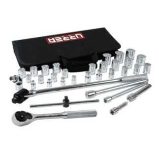 Juego de dados y accesorios cuadro de 3/8" y 1/2" en pulgadas 35 piezas Urrea 5452PT