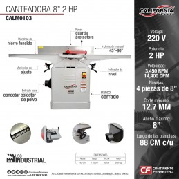 Canteadora para Madera 8" 2 Hp 220 V California Machinery CALM0103 CALIFORNIA MACHINERY