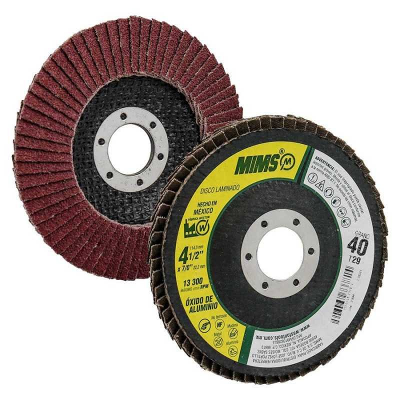 DISCO LAMINADO MIMS ÓXIDO DE ALUMINIO 4-1/2 X 7/8 G40 T29 WEST-Z20391