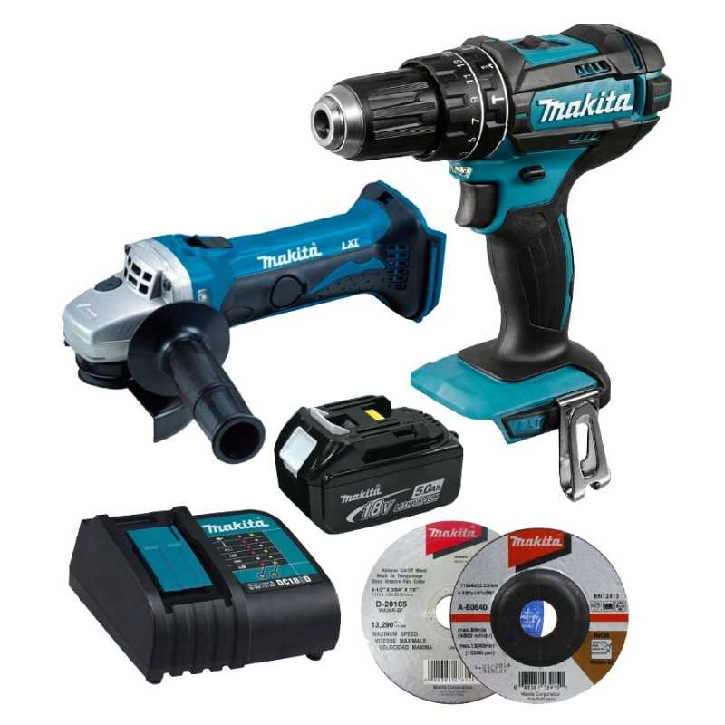 Combo Rotomartillo + Esmeriladora Angular 18 V Makita dlx2401St MAKDLX2401ST MAKITA HERRAMIENTAS