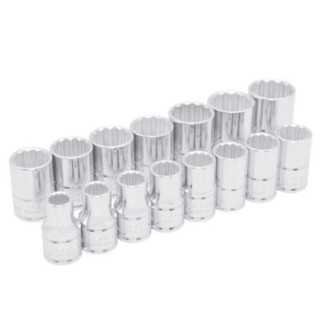 Juego de dados cuadro de 1/2" 12 puntas metricos 15 piezas Urrea 54206