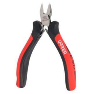 Pinza para electrónica con mango antiestático corte diagonal de 4-1/2" semi larga Urrea 28140X