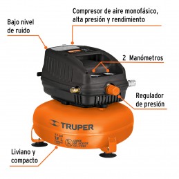 Compresor de aire libre de aceite, 12 L Truper 13824 TRUP-13824 TRUPER