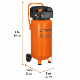 Compresor de aire libre de aceite, 50 L, 3 HP (potencia máx) TRUP-13847 TRUP-13847