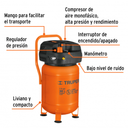 Compresor de aire libre de aceite, 30 L Truper 13836 TRUP-13836 TRUPER
