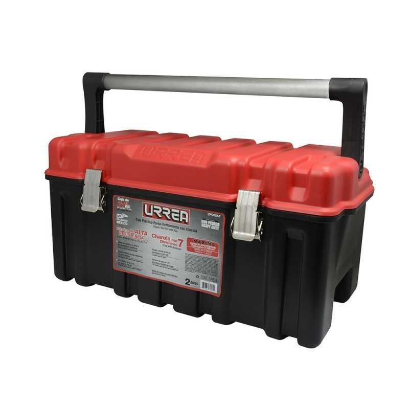 CPU20AR Caja portaherramientas plástica con broches metálicos charola y tapa roja 21" x 11" x 10" Urrea