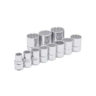 Juego de dados cuadro de 1/2" 12 puntas en pulgadas en riel 11 piezas Urrea 54111