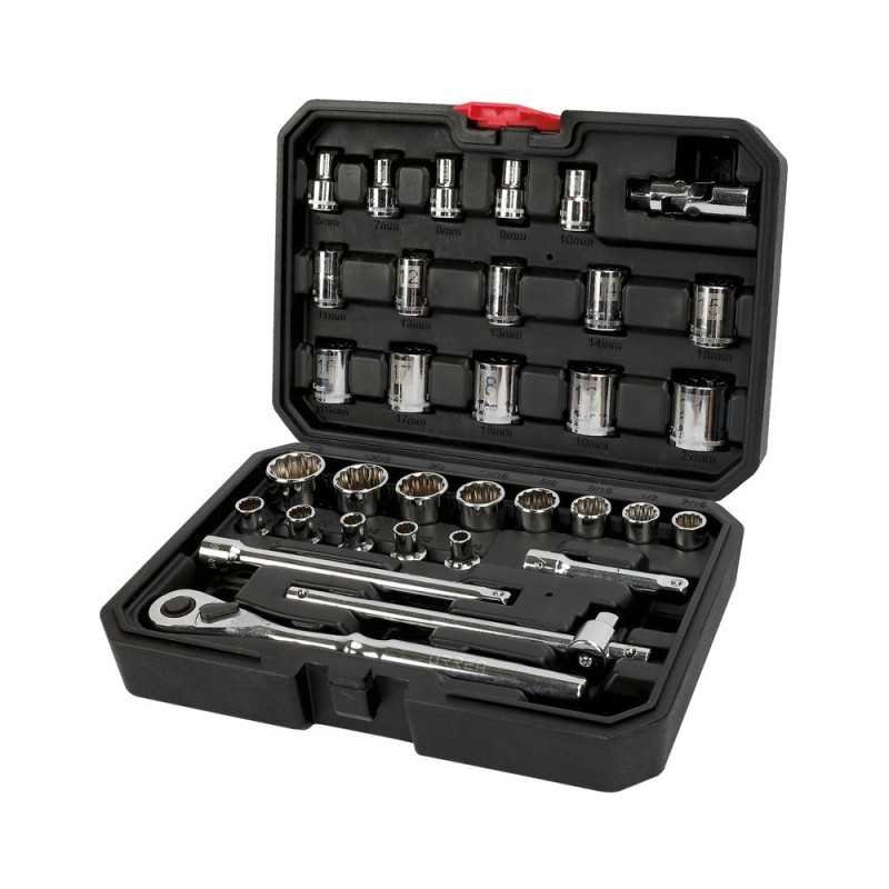 Juego de dados y accesorios cuadro de 3/8" combinado 33 piezas Urrea 5200CB