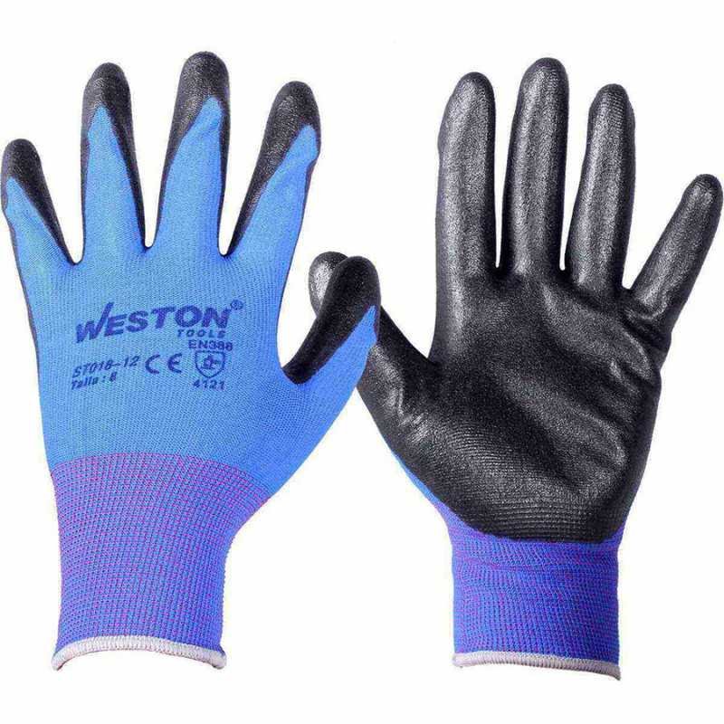 Guante Nylon C/Nitrilo Espumado 13G Negro 8 (Precio X Par - Empaq WEST-ST01812