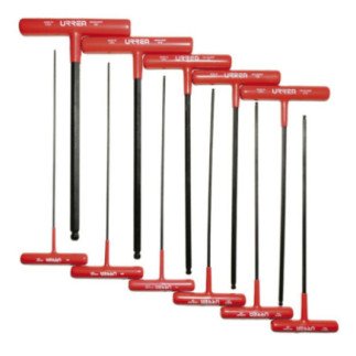Juego de llaves hexagonales tipo "T" punta de bola en pulgadas 11 piezas Urrea 4967LBGP