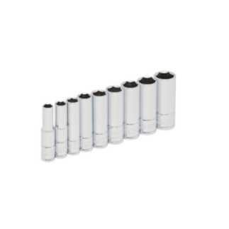 Juego de dados largos cuadro de 1/4" 6 puntas metricos en riel 9 piezas Urrea 47202