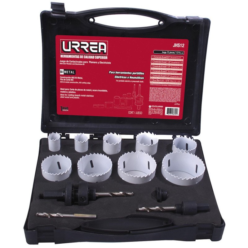 Juego de cortacírculos bimetálicos 12 piezas Urrea JHS12