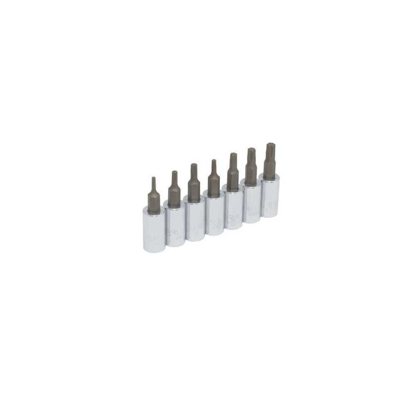 Juego de dados con punta torx cuadro de 1/4" en riel 7 piezas Urrea 4739C