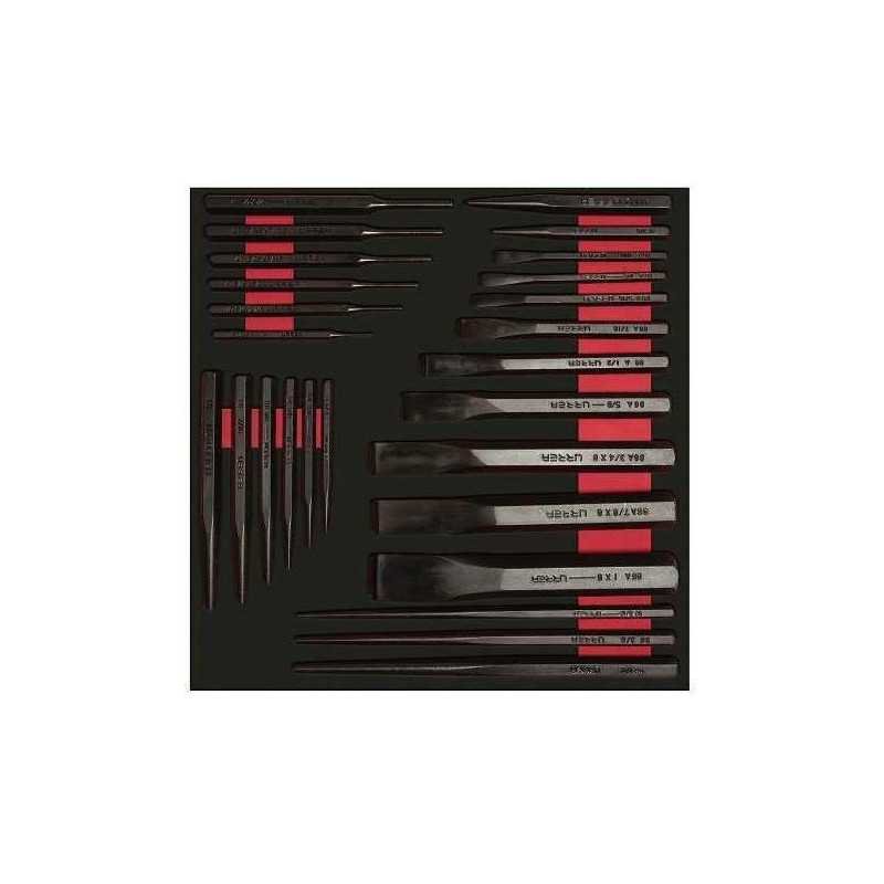 CH211 Juego de cinceles puntos y botadores con bandeja EVA 26 piezas Urrea