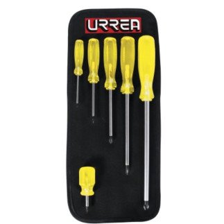 Juego de destornilladores con mango ambar punta Phillips 6 piezas Urrea 9600A