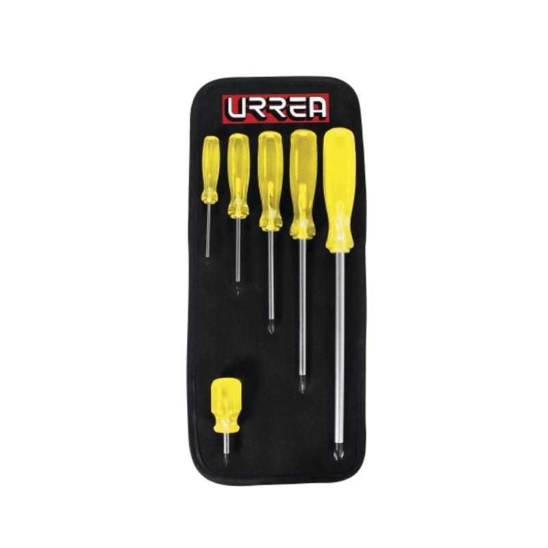 Juego de destornilladores con mango ambar punta Phillips 6 piezas Urrea 9600A