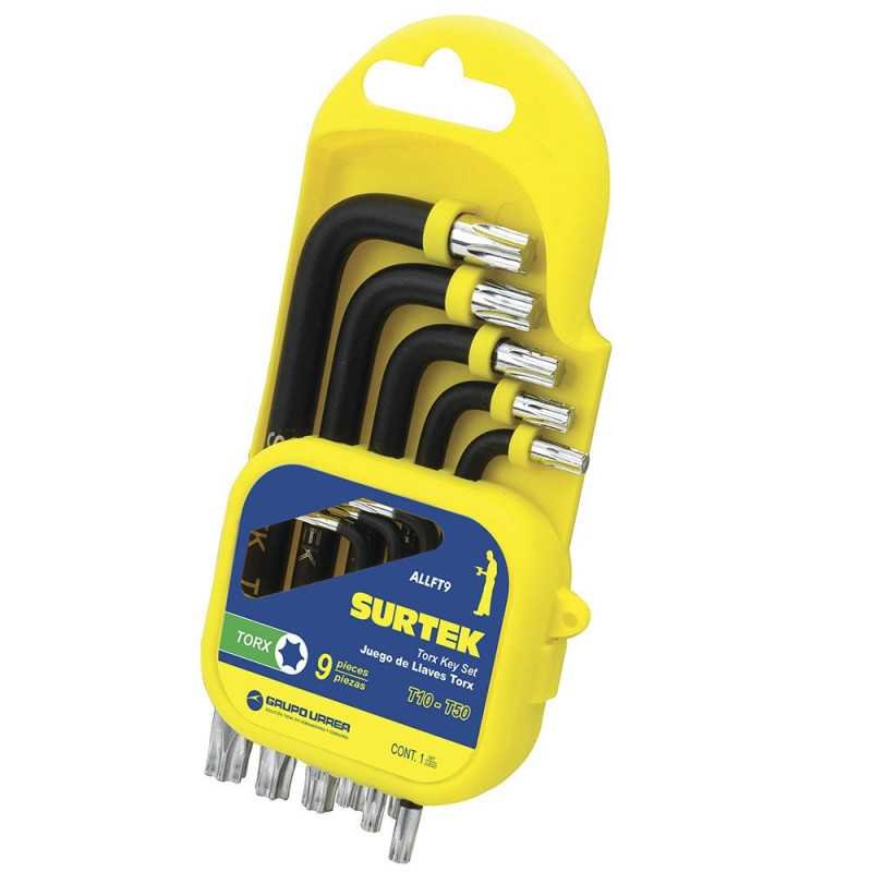 Juego de llaves hexagonales tipo "L" Torx 9 piezas Surtek ALLFT9