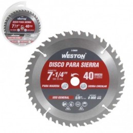 Disco Para Sierra Circular P/Madera 7-1/4'' X 5/8'' 40Dt  WZ-25025  WESTON