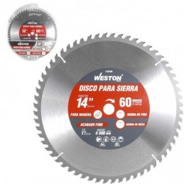 Disco Para Sierra Circular P/Madera 14'' X 1'' 60Dt WZ-25105 WESTON