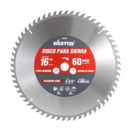 Disco Para Sierra Circular P/Madera 16'' X 1-3/16'' 60Dt Buje 25M  WZ-25110  WESTON